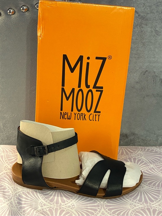 Miz Mooz Shoes - Miz Mooz Black Leather Open-Toe Ankle Strap Sandals